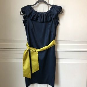 Aqua navy ruffle dress-2
